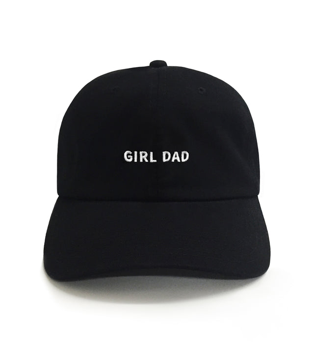 Black cap with 'GIRL DAD' text on a white background