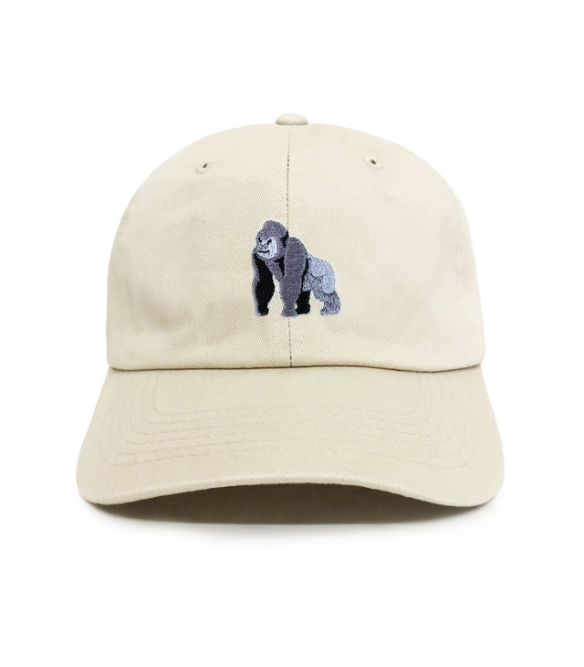 Ape embroidered dad hat cream gorilla design funny hat by Dad Brand