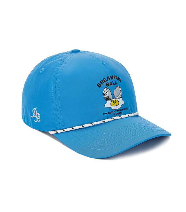 Breakfast Ball Rope Hat – blue funny golf dad hat with rope detail, lightweight 5-panel snapback, comfortable dad gift