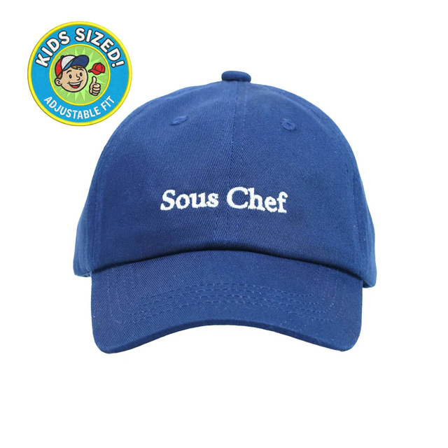 Sous Chef Kid’s Hat – Navy embroidered kids cap with “Sous Chef” text. Cute keepsake gift for little helpers from Dad Brand.